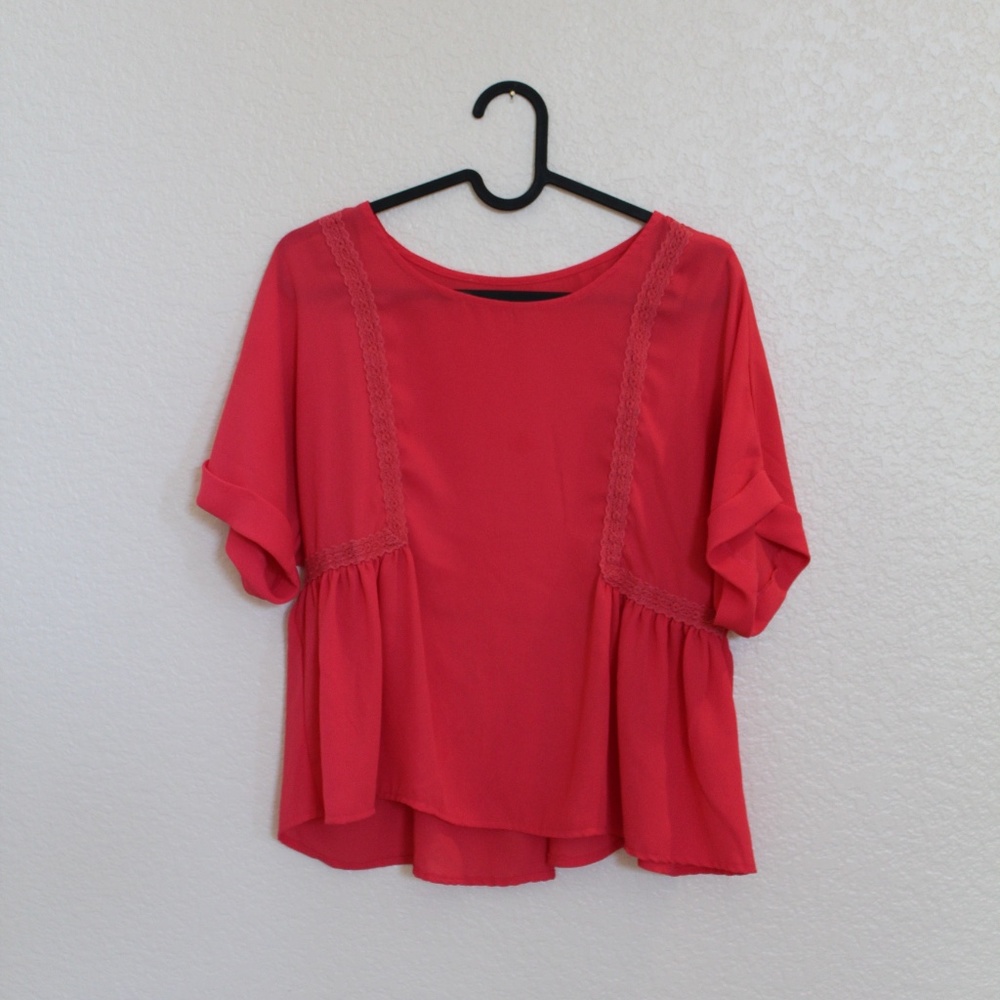 Pink Embroidered Smock Blouse